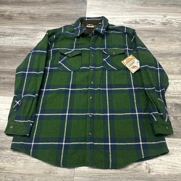 NWT CE Schmidt Workwear Flannel Madras check Green Mens 2XLT Button Up Shirt - Picture 1 of 11